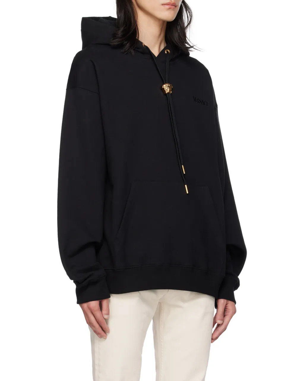 Medusa Head Detailed Drawstring Hoodie