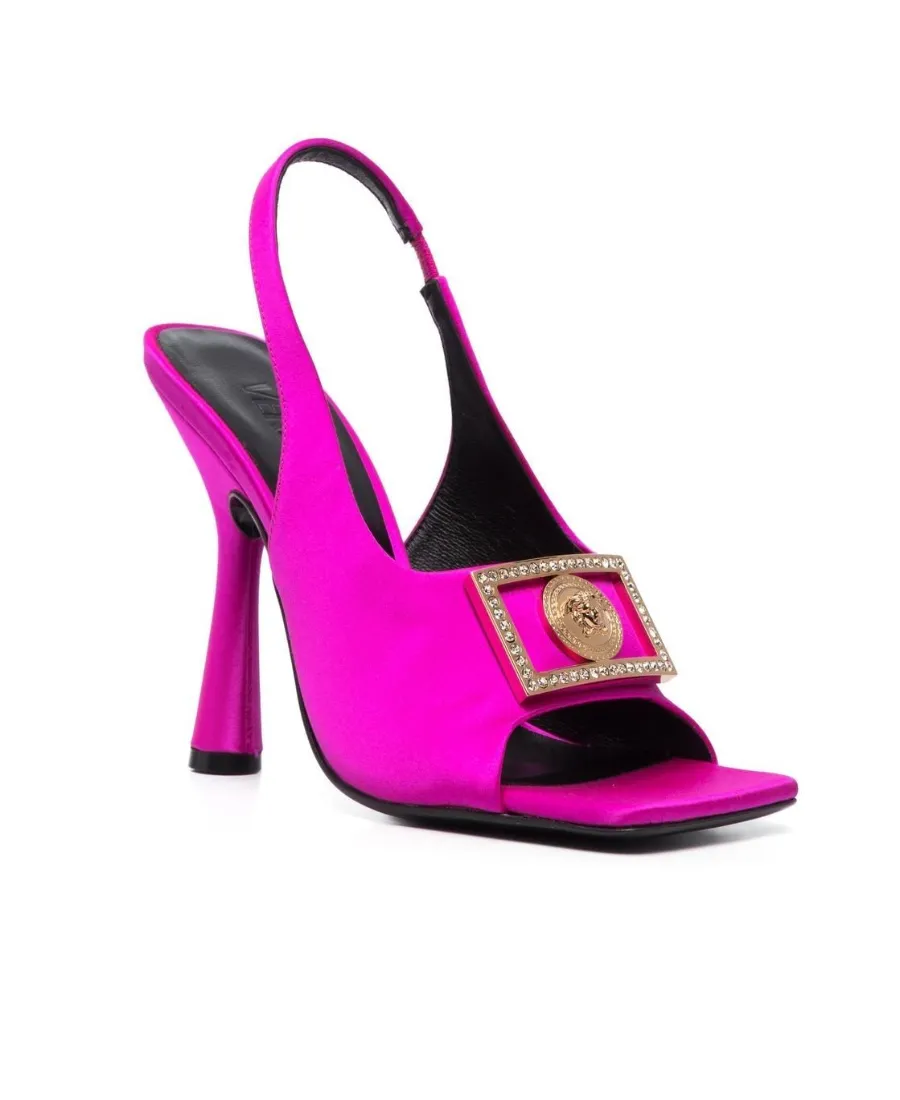 Medusa Plaque Slingback Sandals