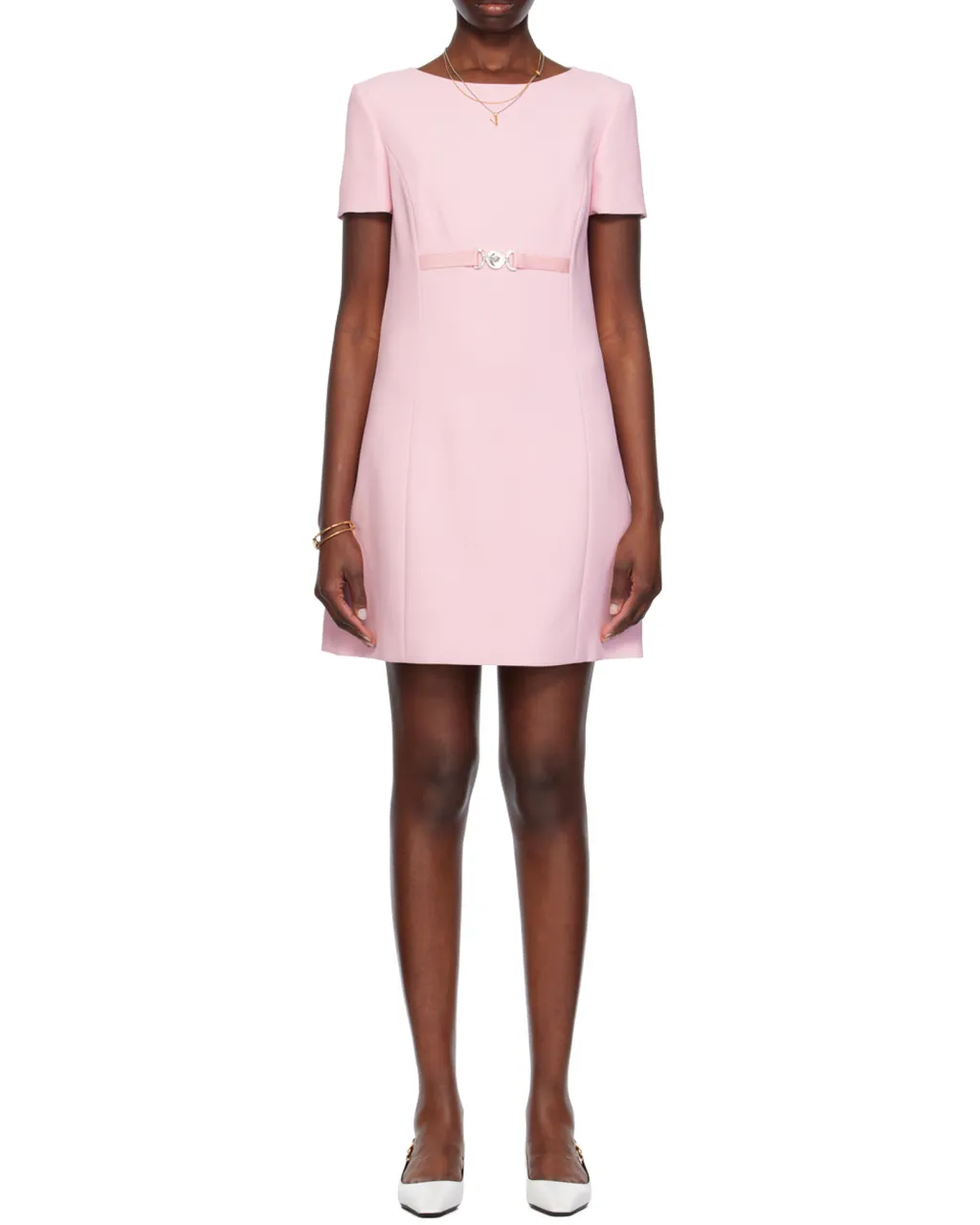Short-Sleeved Crewneck Mini Dress