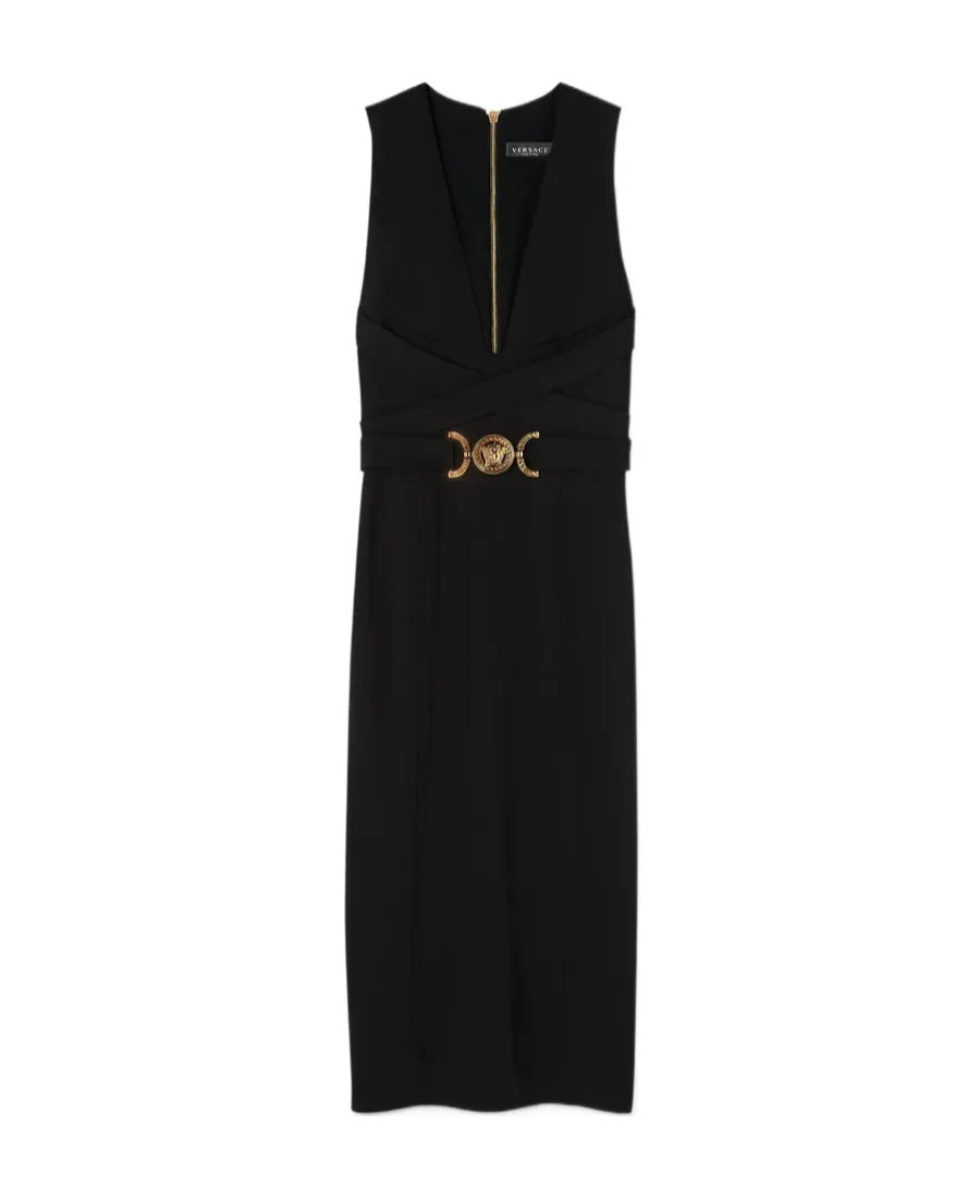 V-Neck Sleeveless Midi Dress