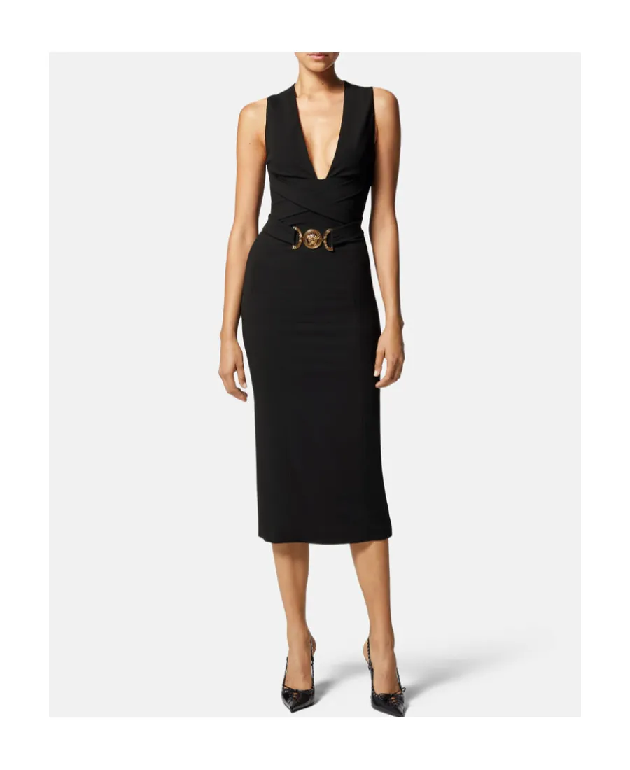 V-Neck Sleeveless Midi Dress