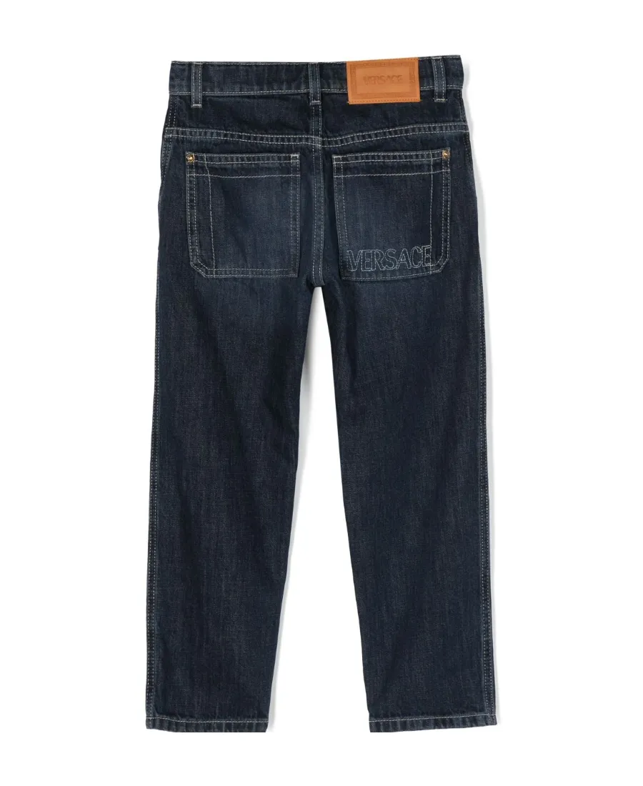 Logo-Embroidered Straight-Leg Slim-Fit Jeans