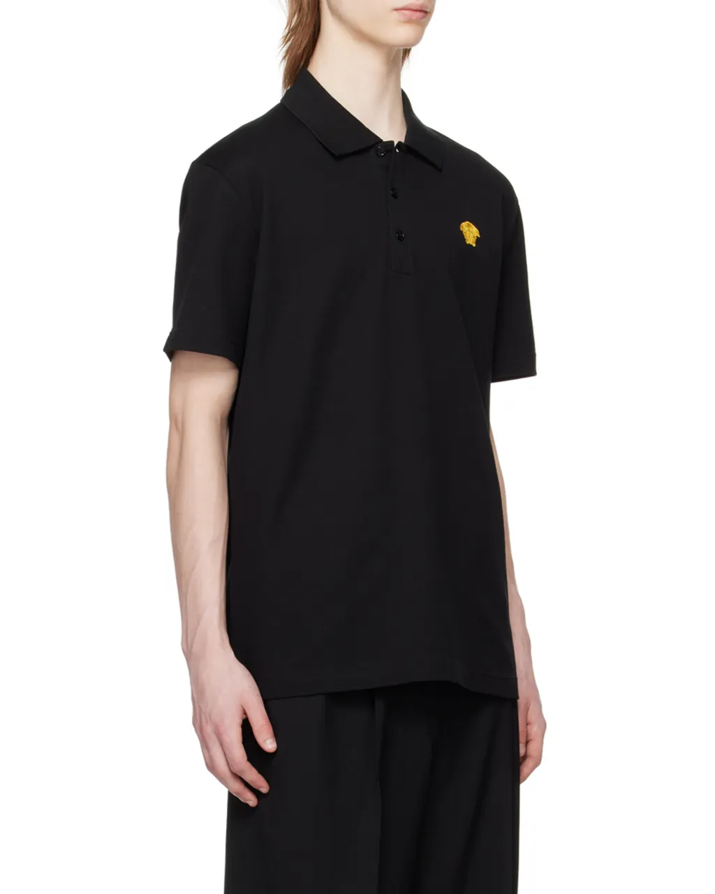 Medusa Logo Embroidered Short-Sleeved Polo Shirt