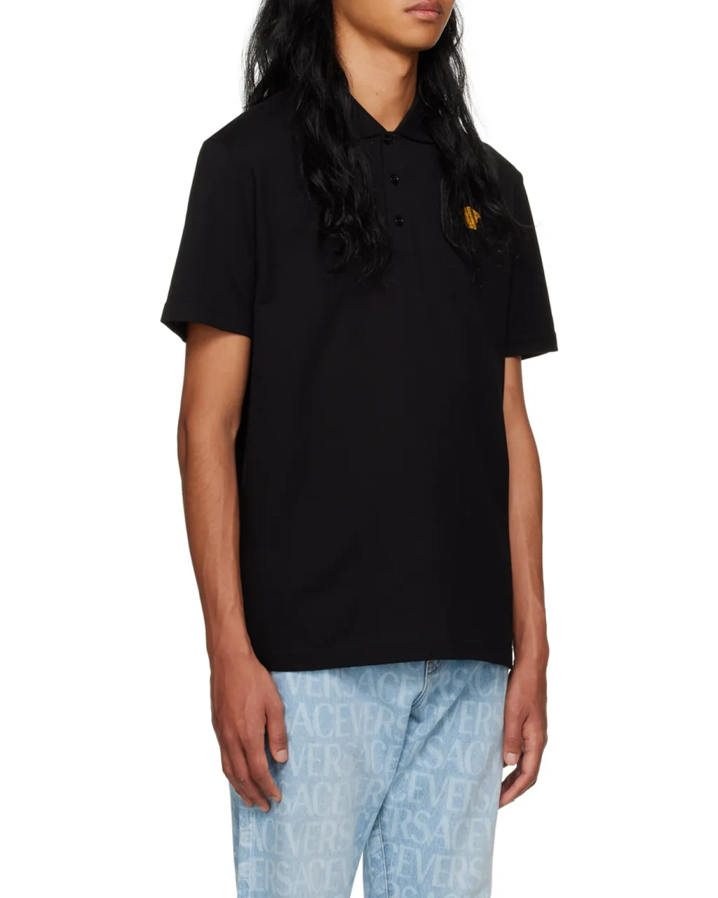 Medusa Logo Embroidered Short-Sleeved Polo Shirt