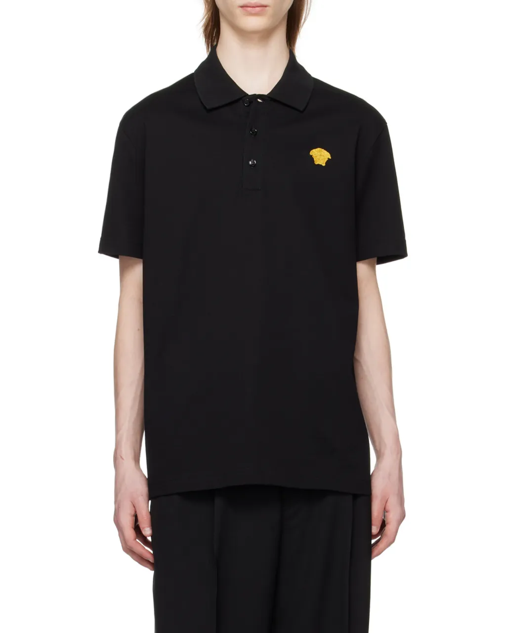 Medusa Logo Embroidered Short-Sleeved Polo Shirt