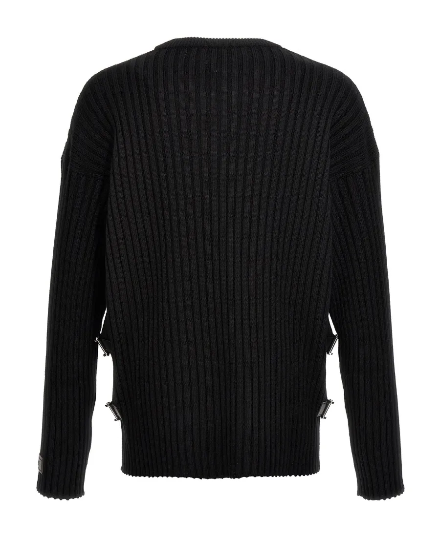 Side-Slit Crewneck Ribbed Jumper