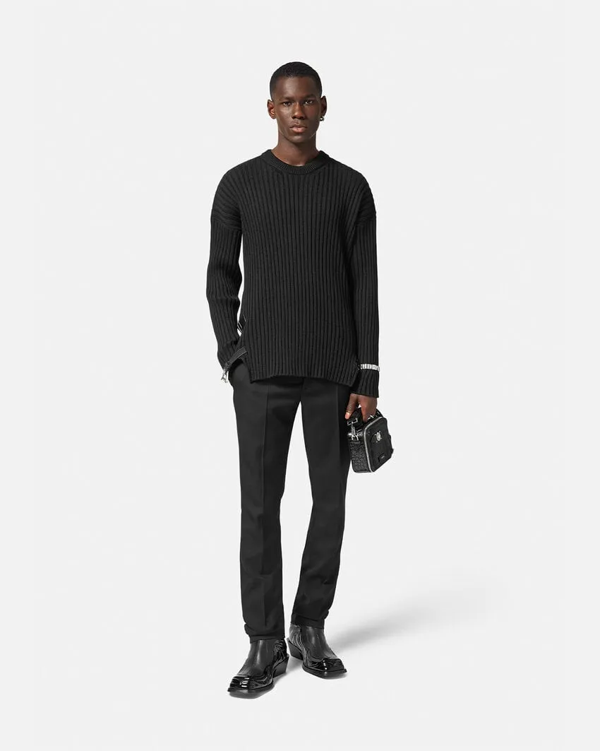 Log-Patch Straight-Leg Pants