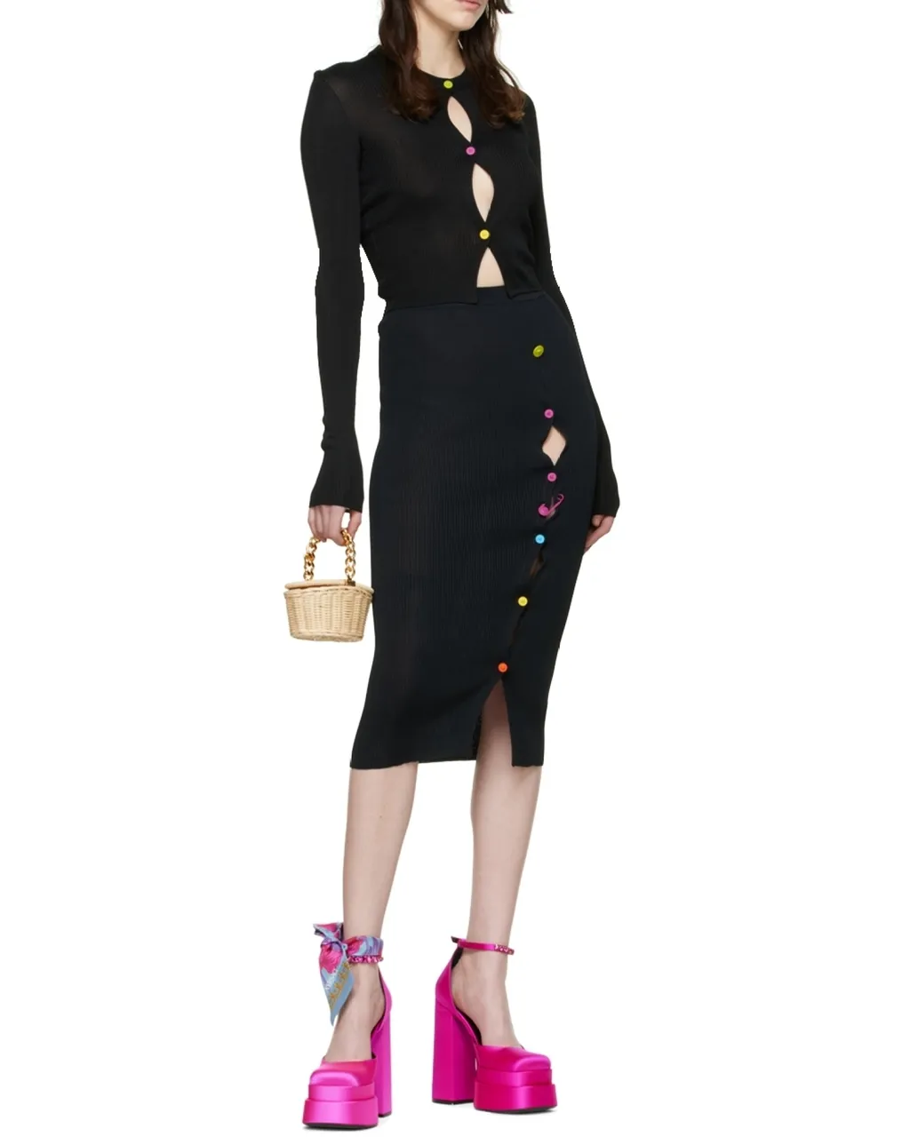Medusa Head Charm Satin Platform Pumps