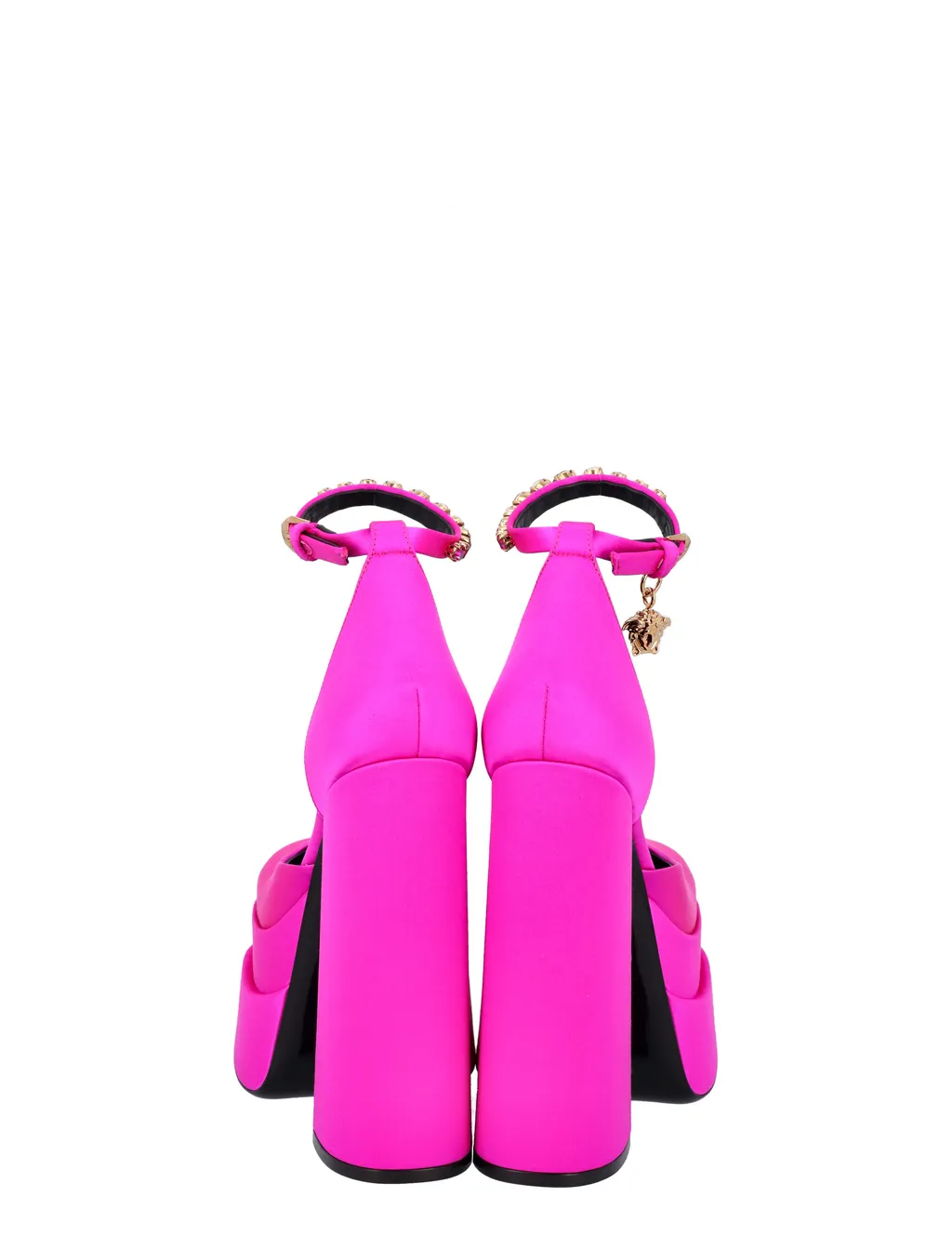 Medusa Head Charm Satin Platform Pumps
