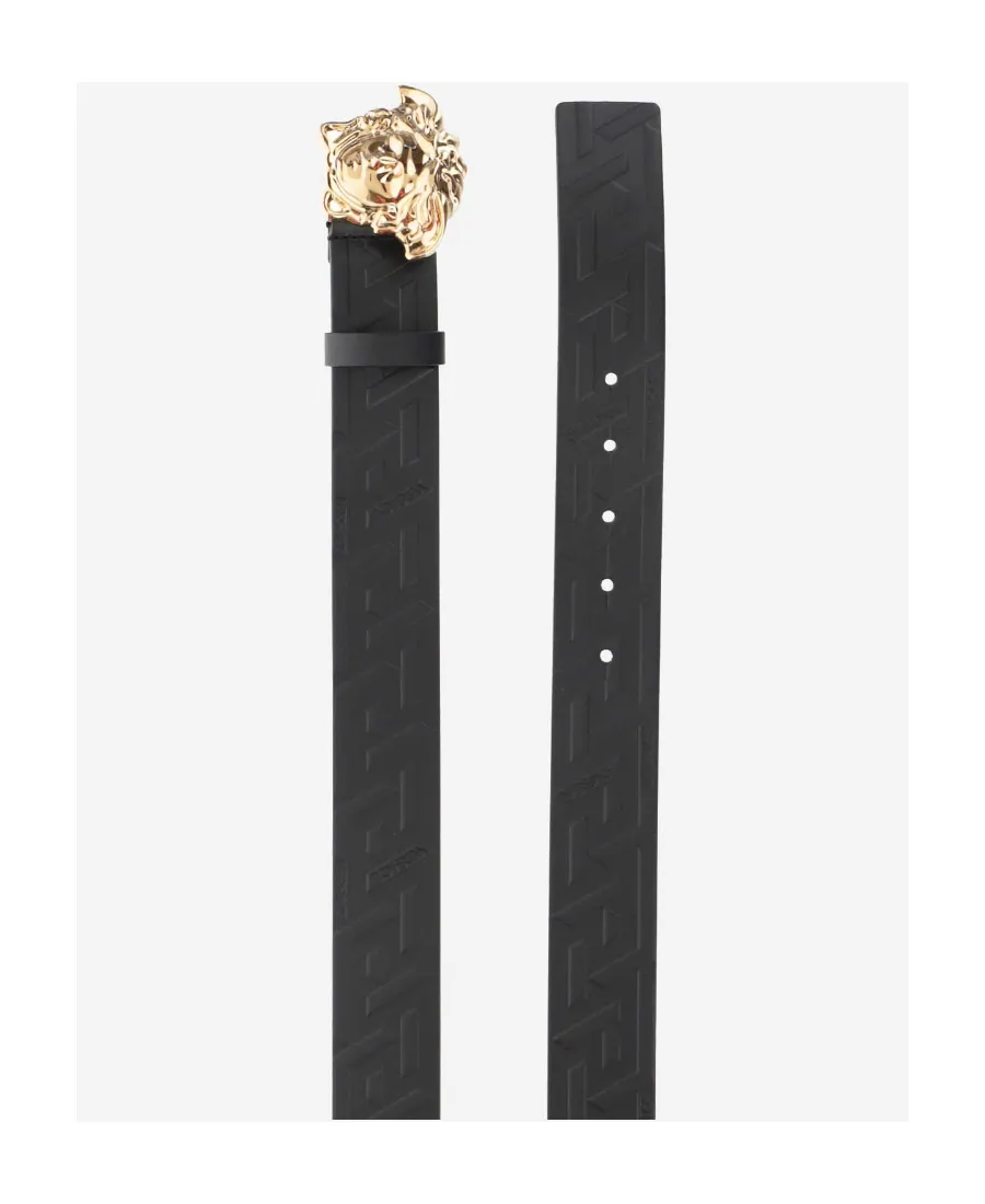 Medusa Plaque Allover Logo Embossed Belt