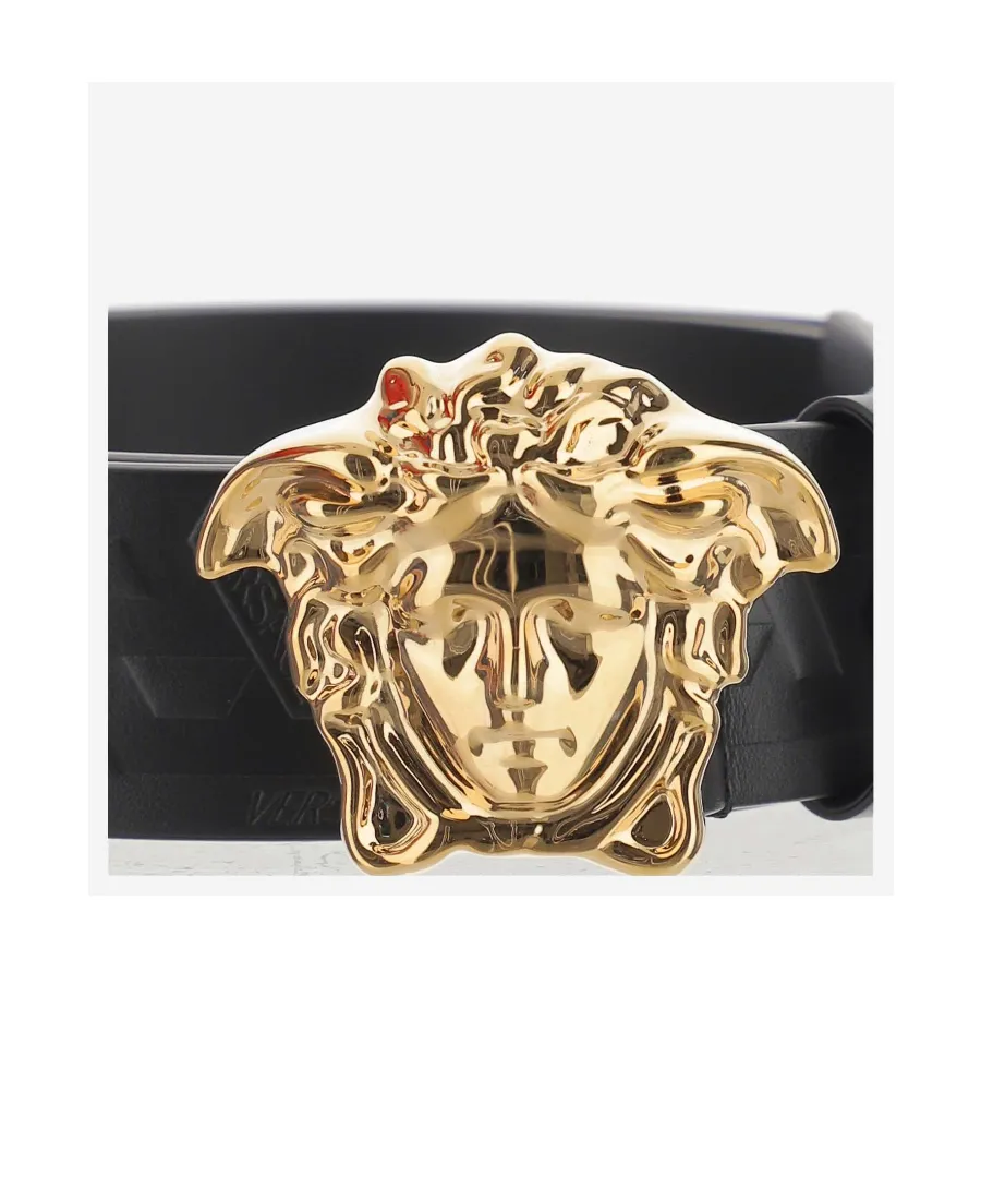 Medusa Plaque Allover Logo Embossed Belt