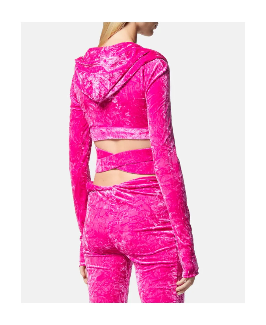 Medusa Plaque Crossover Velvet Top