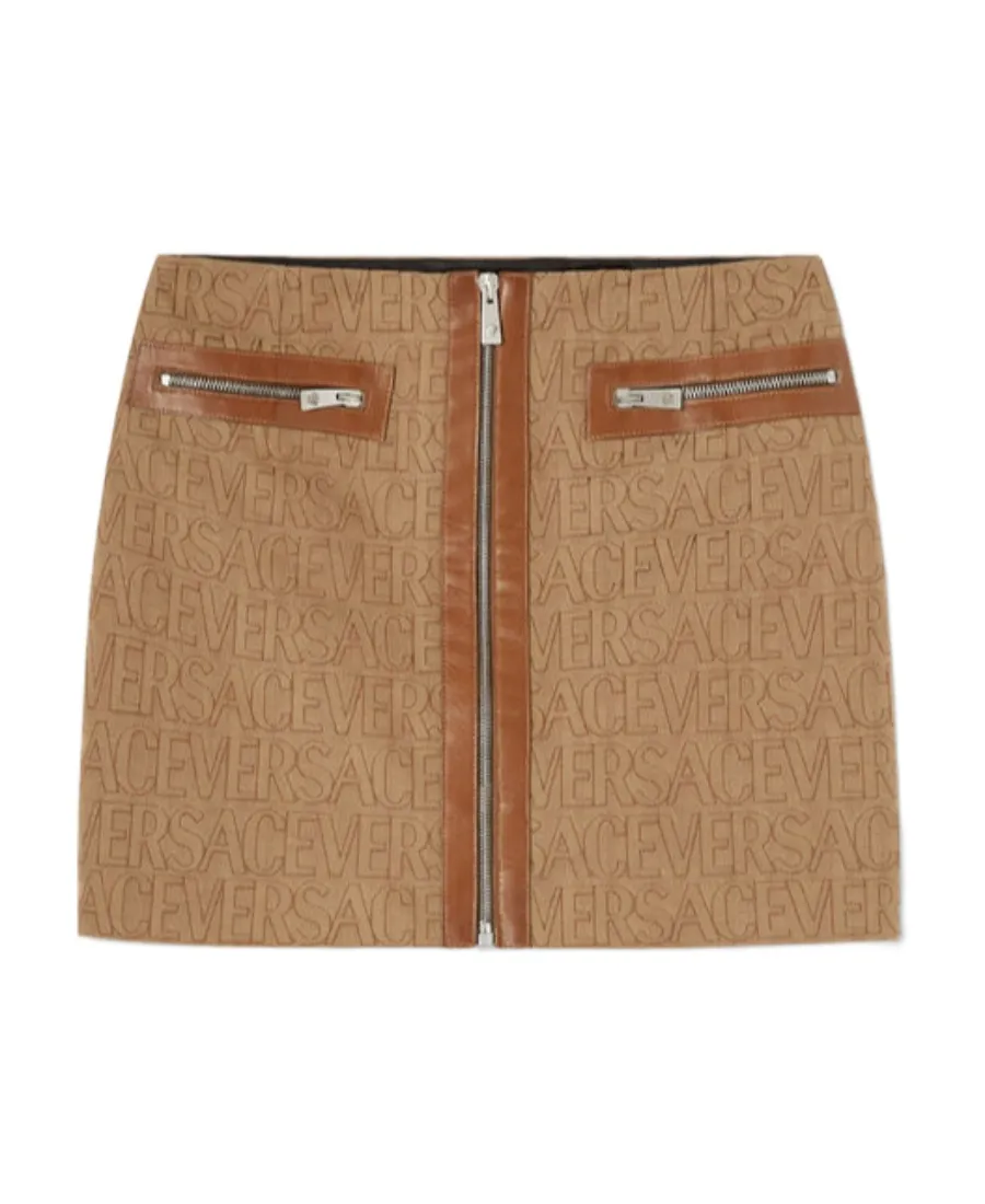 Logo Jacquard Zipped Mini Skirt