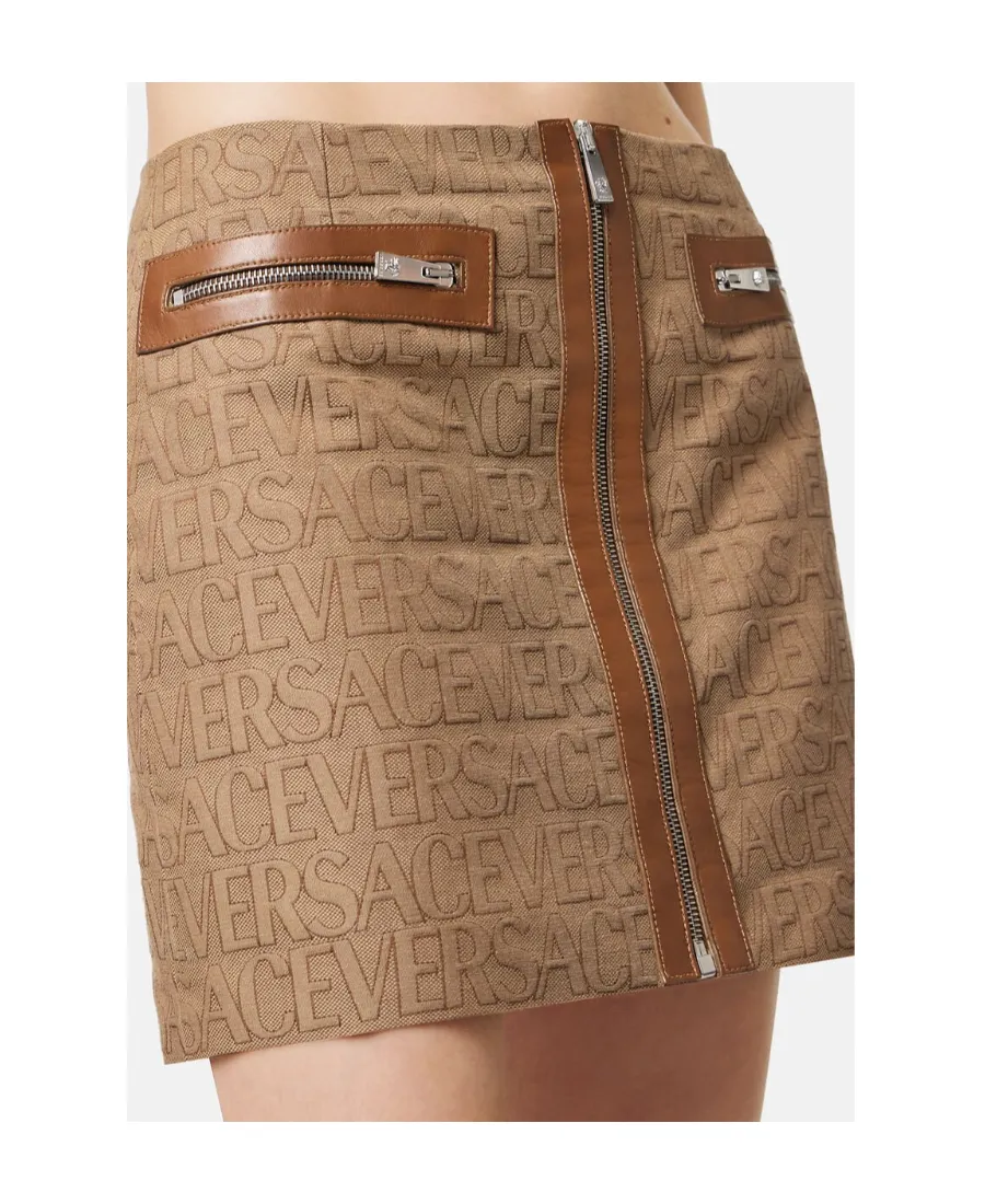 Logo Jacquard Zipped Mini Skirt