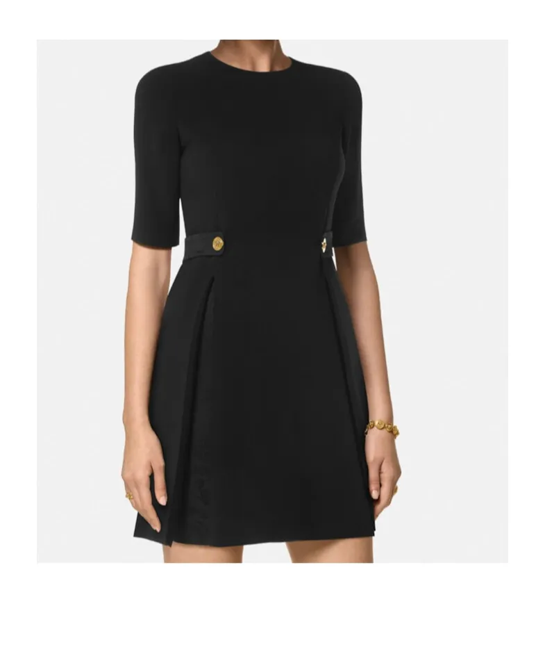 Medusa Short-Sleeved Pleated Dress