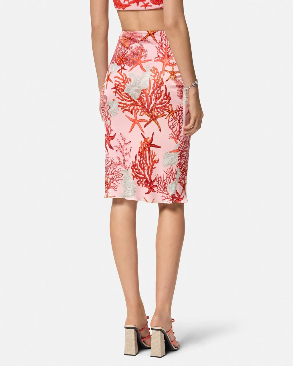 Barocco Sea High-Waist Gathered Midi Skirt