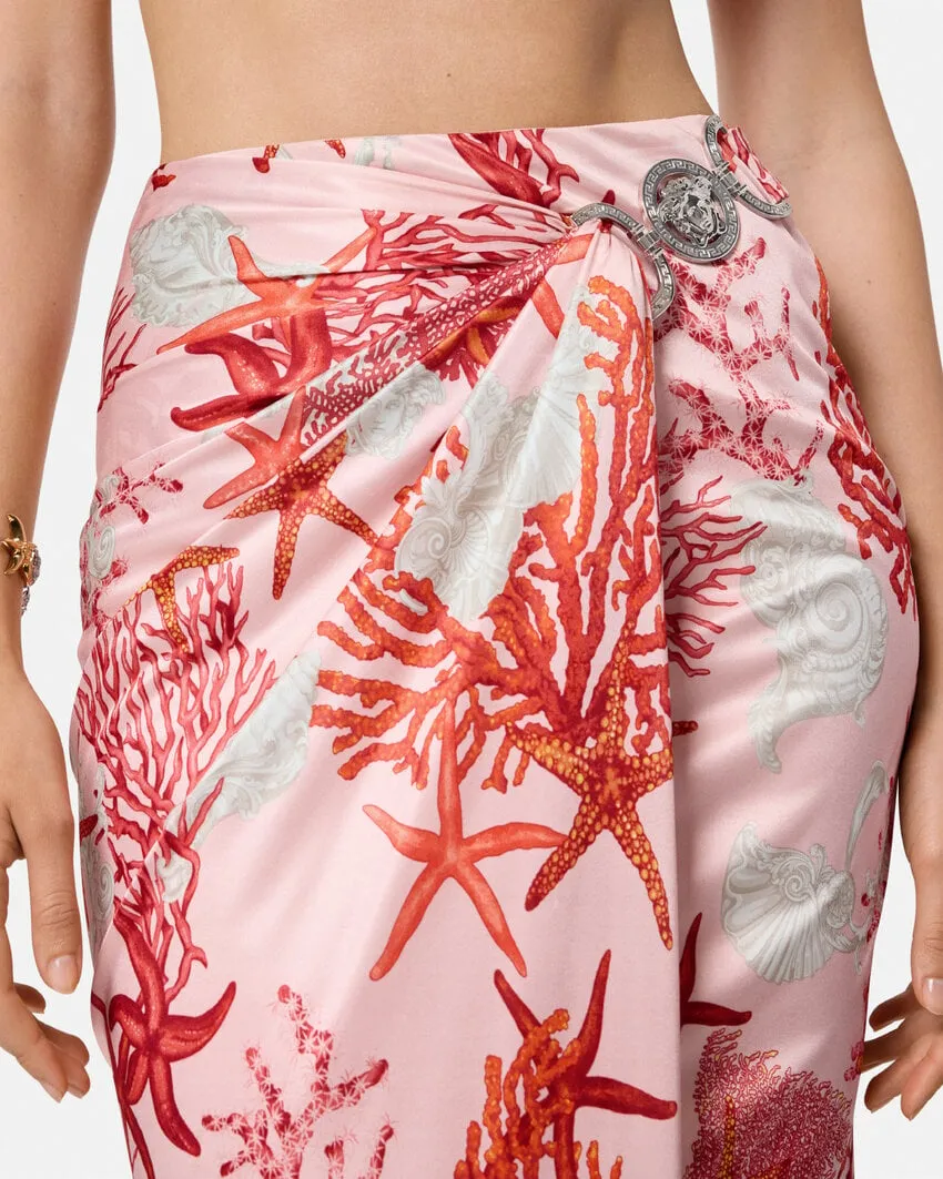 Barocco Sea High-Waist Gathered Midi Skirt