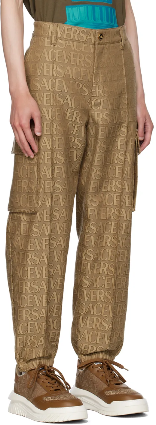 Allover Logo-Printed Mid-Rise Cargo Trousers
