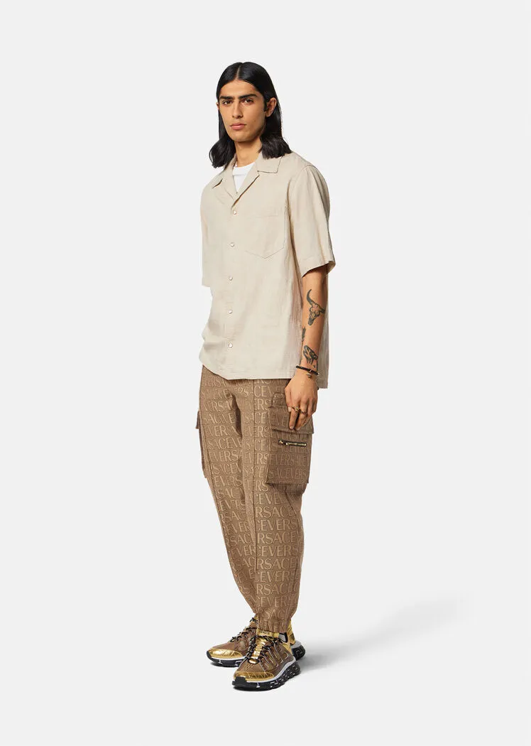 Allover Logo-Printed Mid-Rise Cargo Trousers