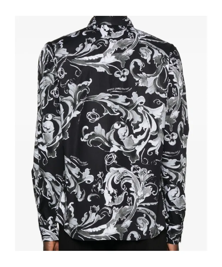 Baroque-Print Long-Sleeves Shirt