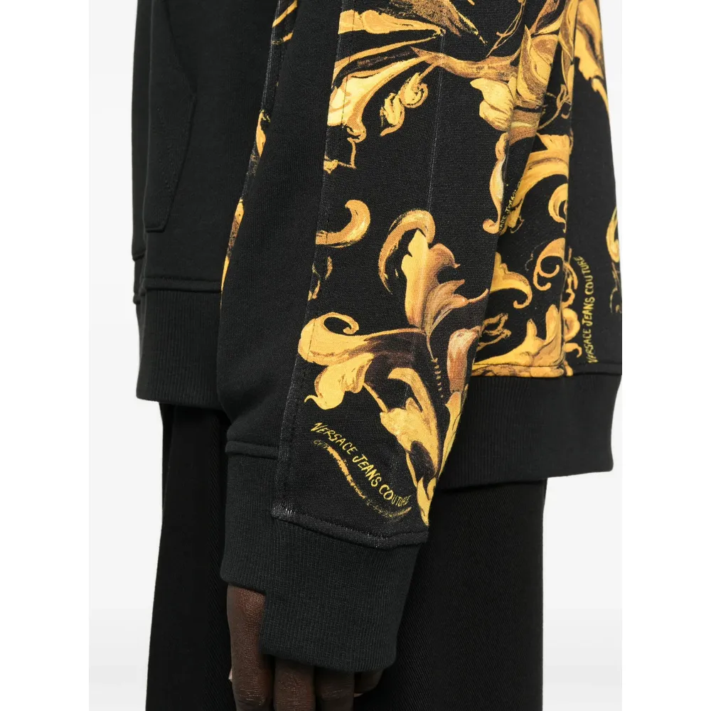 Baroque-Print Panelled Hoodie