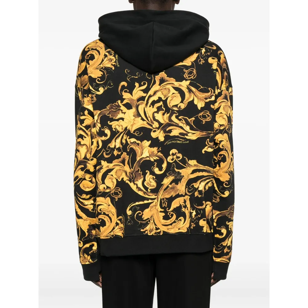 Baroque-Print Panelled Hoodie