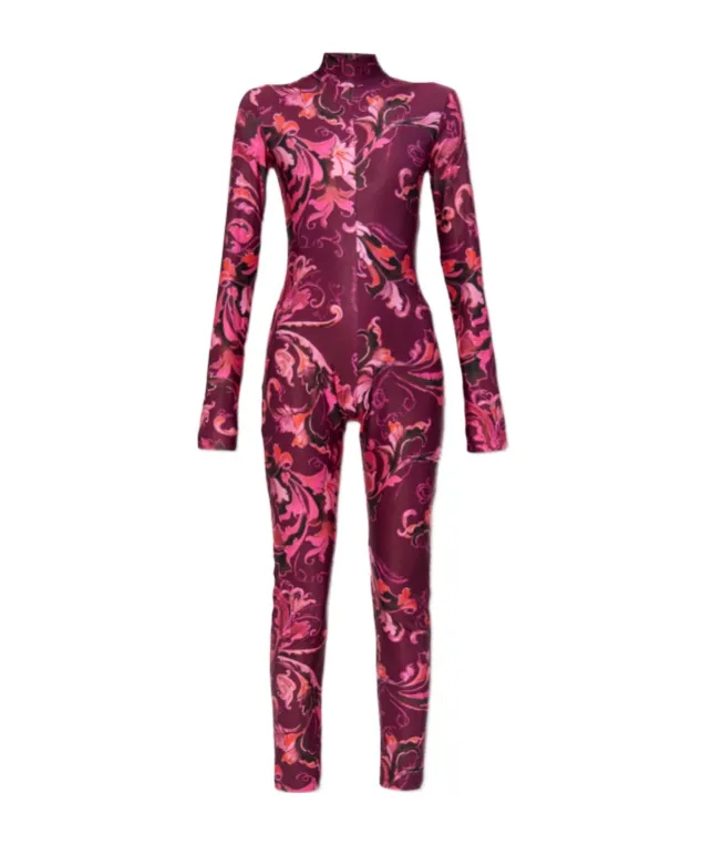Floral-Print Mock-Neck Jumpsuit