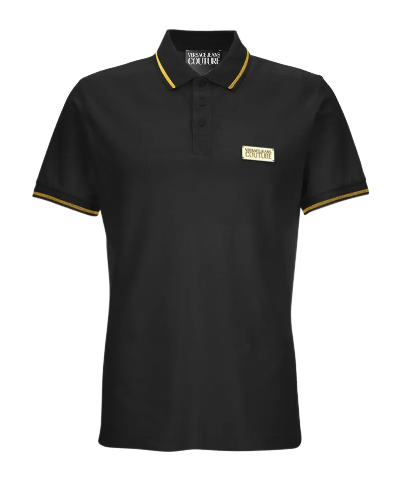 Logo Plaque Striped-Trim Polo Shirt