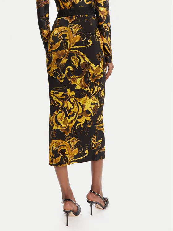 Baroque-Print Midi Skirt