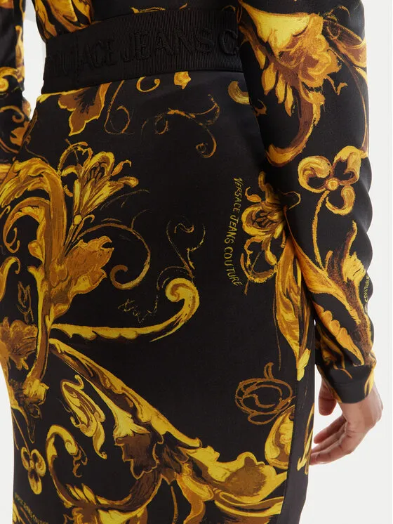 Baroque-Print Midi Skirt