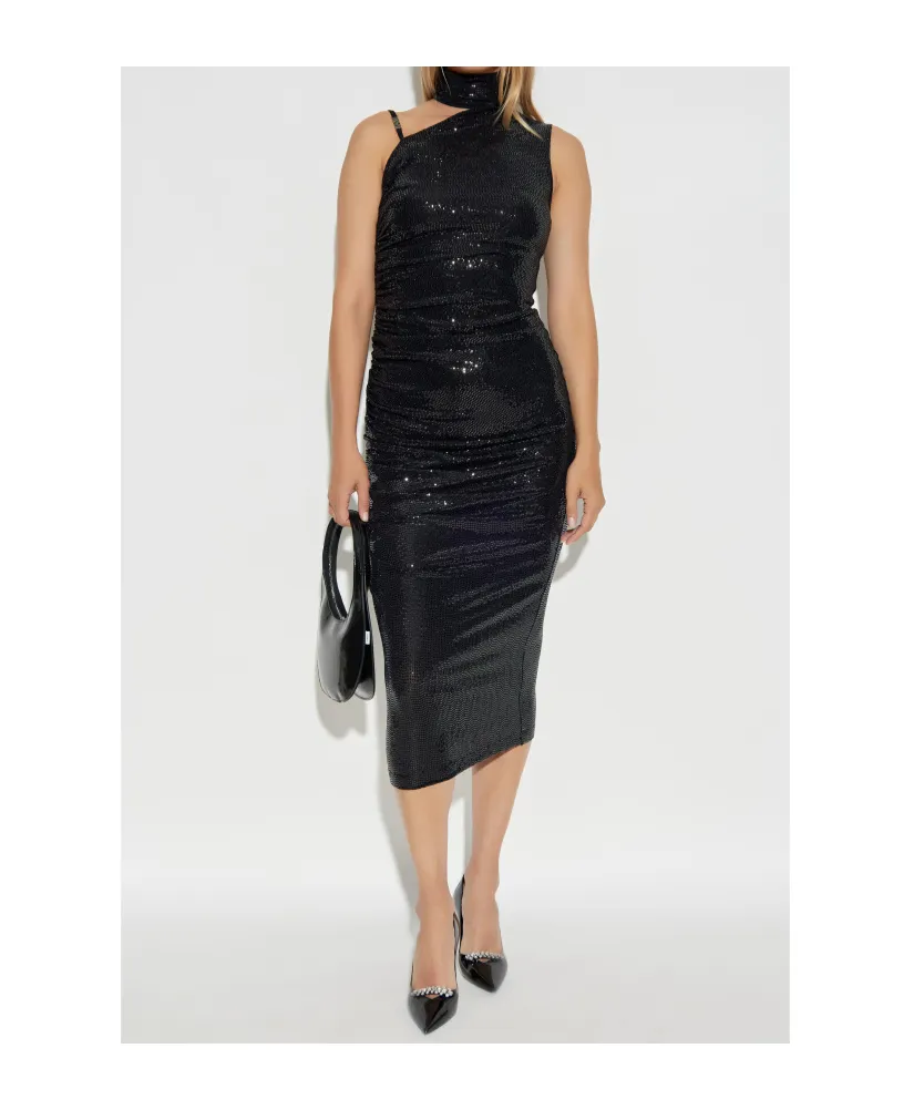 Sequinned High-Neck Dress
