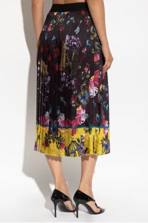 Pleated Floral-Print Midi Skirt