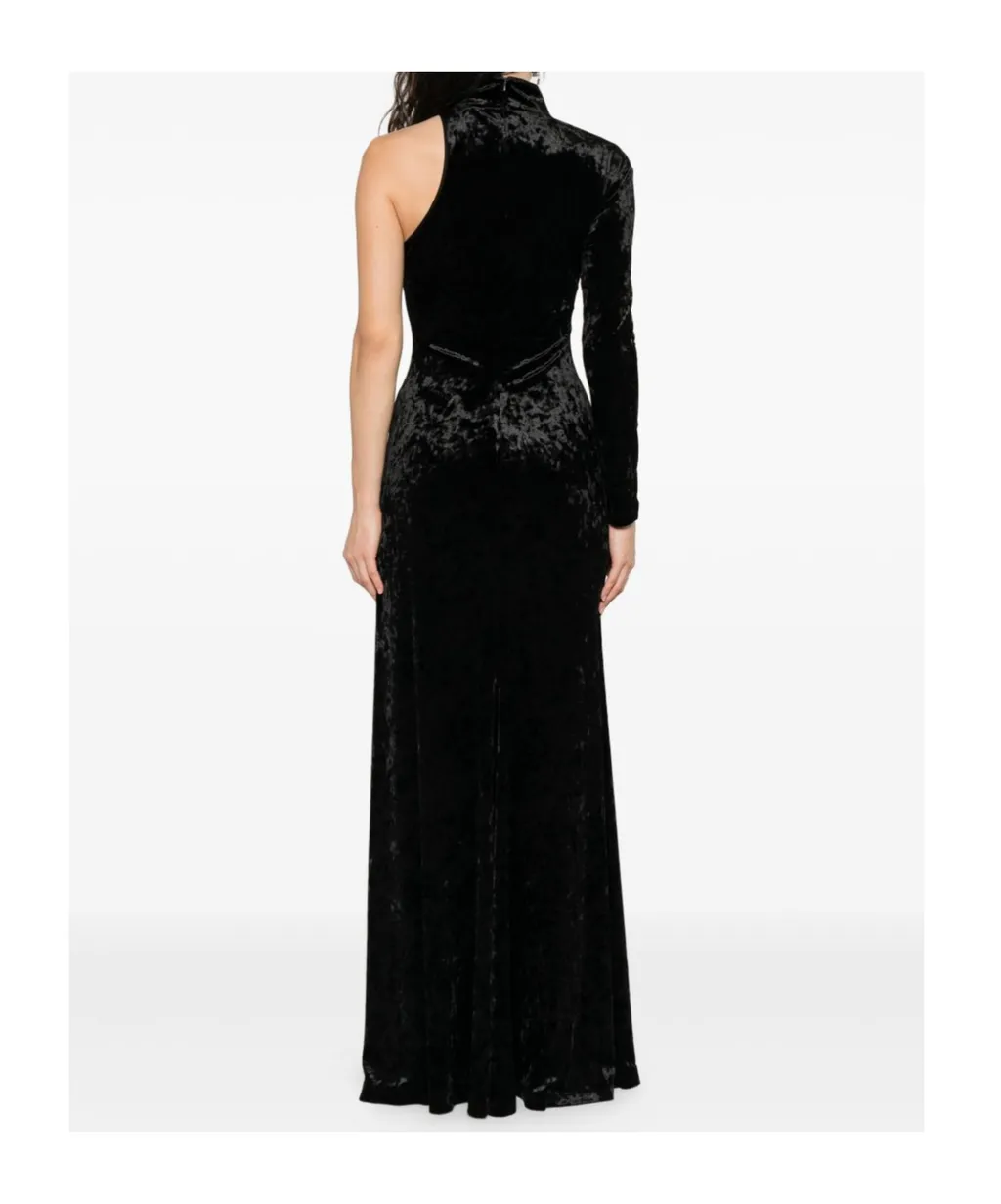One-Sleeve Velvet Maxi Dress