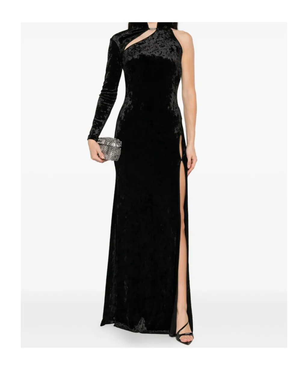 One-Sleeve Velvet Maxi Dress