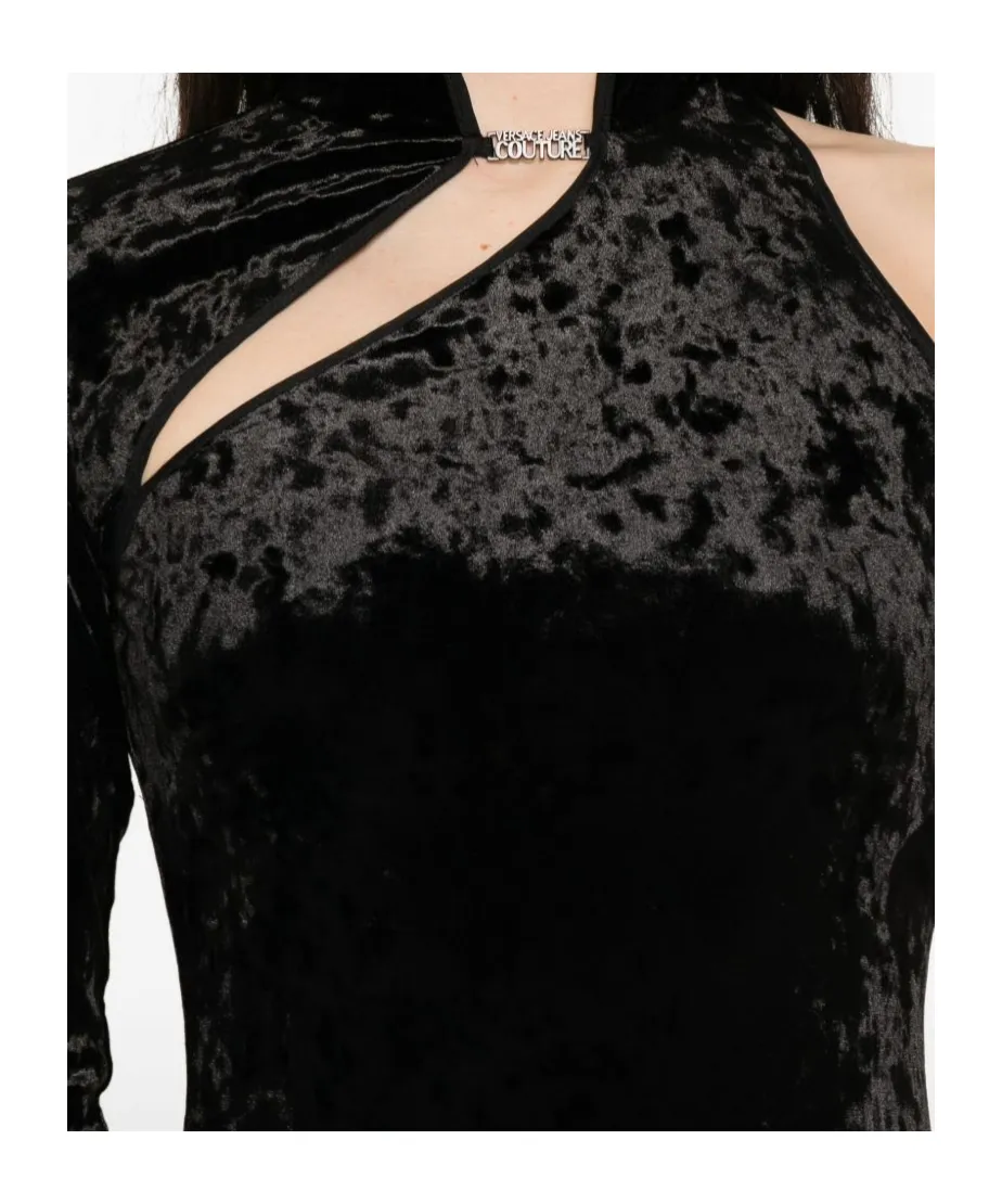 One-Sleeve Velvet Maxi Dress