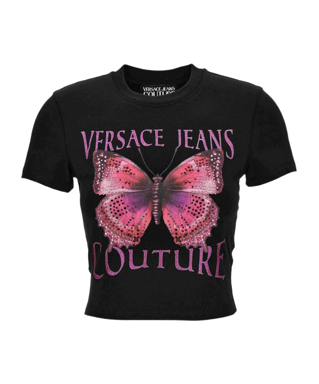 Butterfly-Embellished Cropped Top