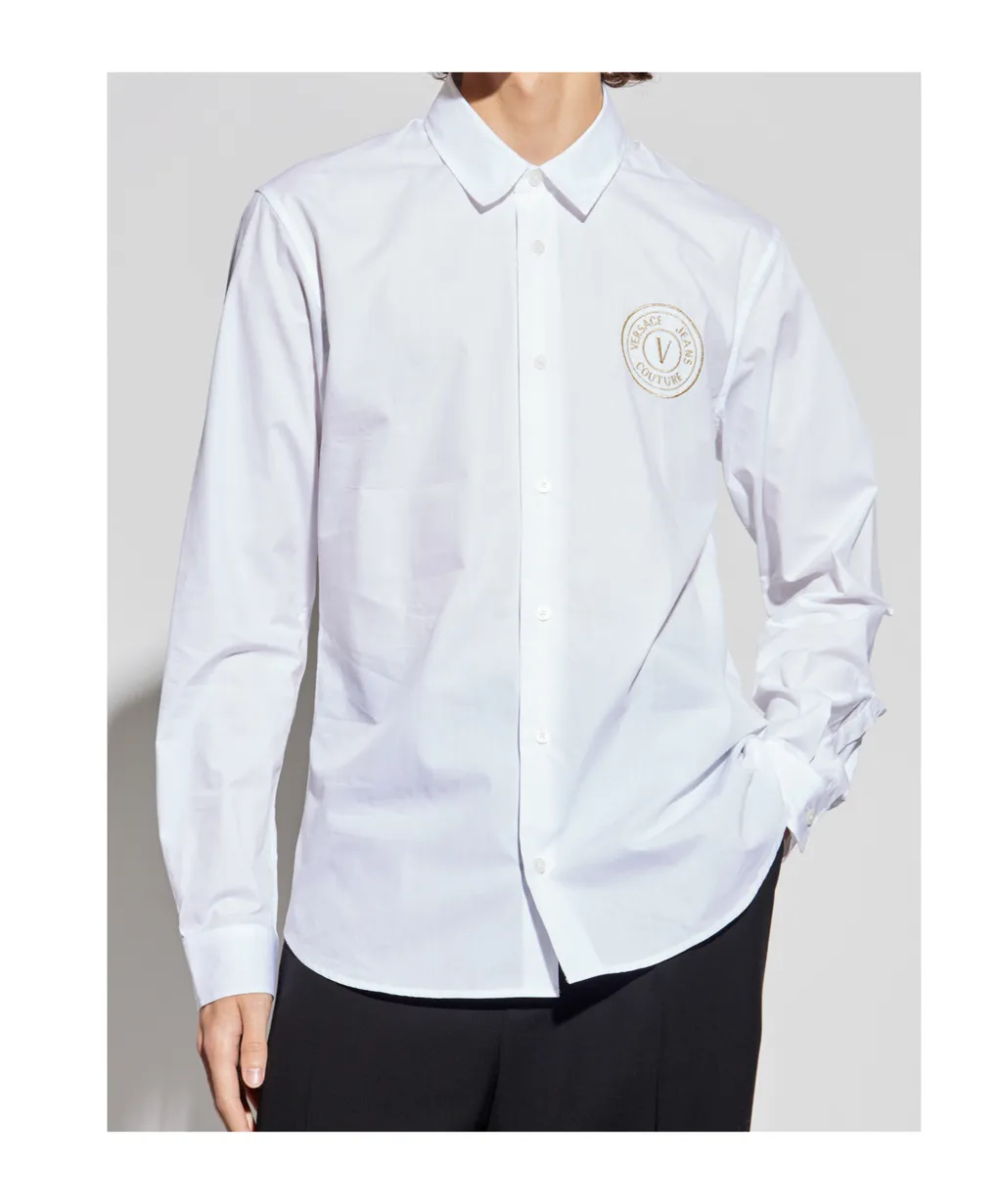 Logo Embroidered Long-Sleeved Shirt