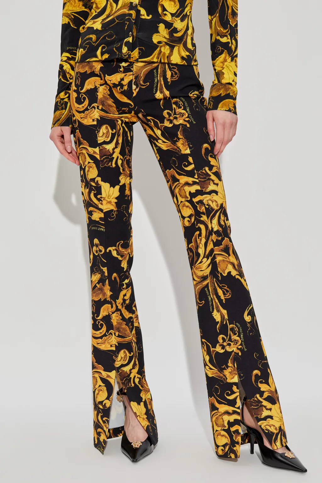 Barocco-Print Split-Hem Trousers