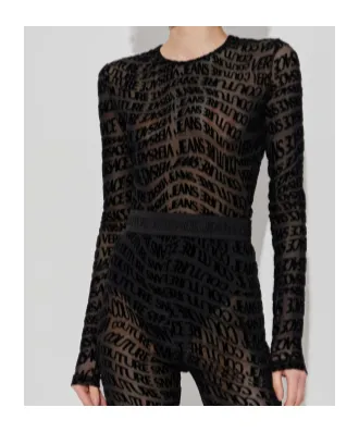 Logo-Print Mesh Bodysuit
