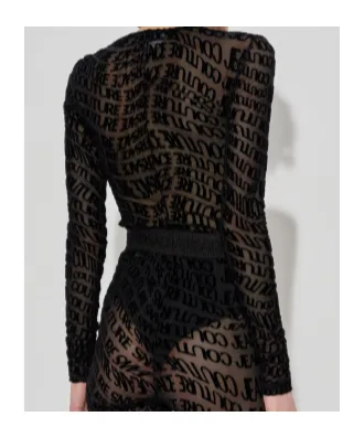 Logo-Print Mesh Bodysuit