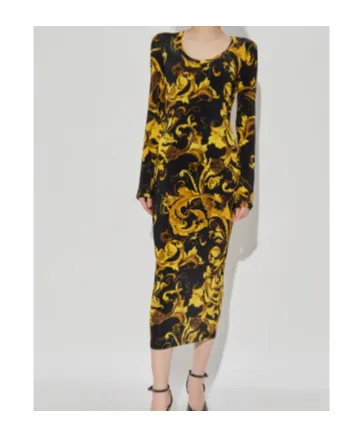 Barocco-Print Midi Dress