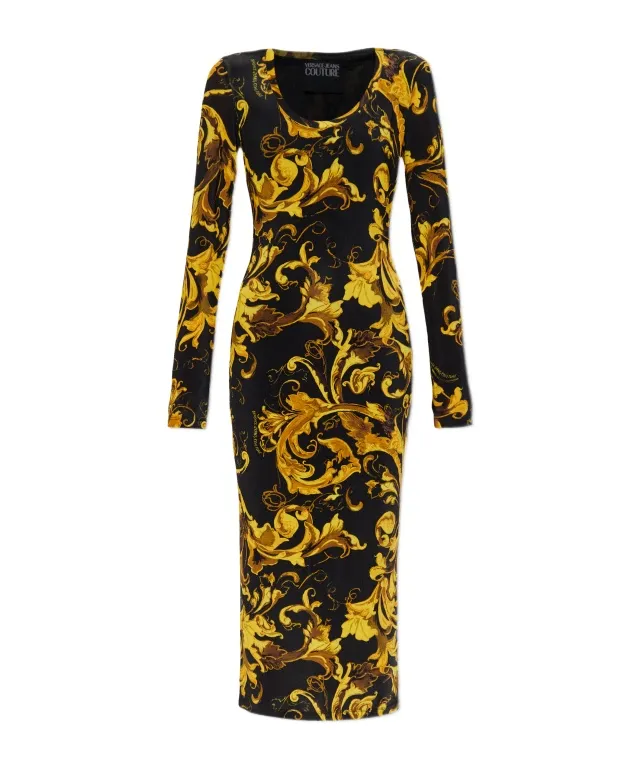 Barocco-Print Midi Dress