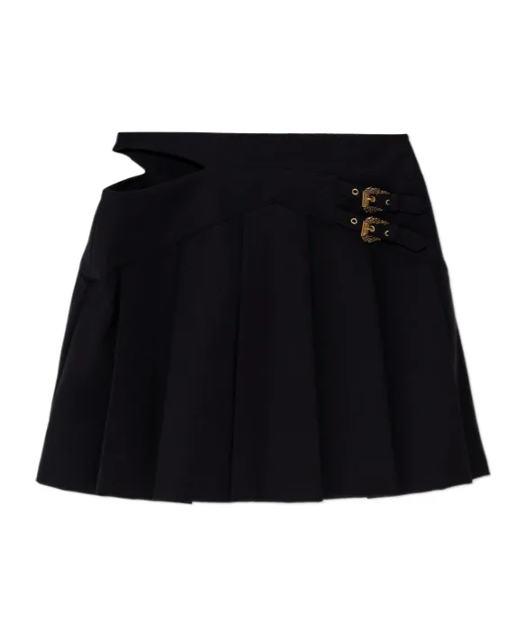 Pleated Buckle-Fastening Skirt