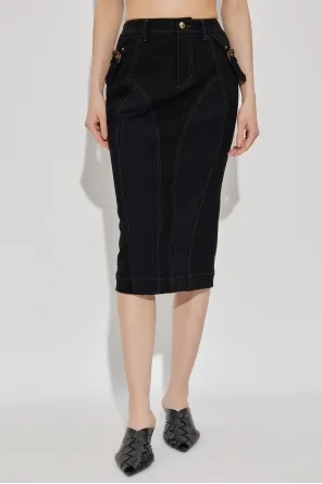 Buckle-Detail Denim Skirt