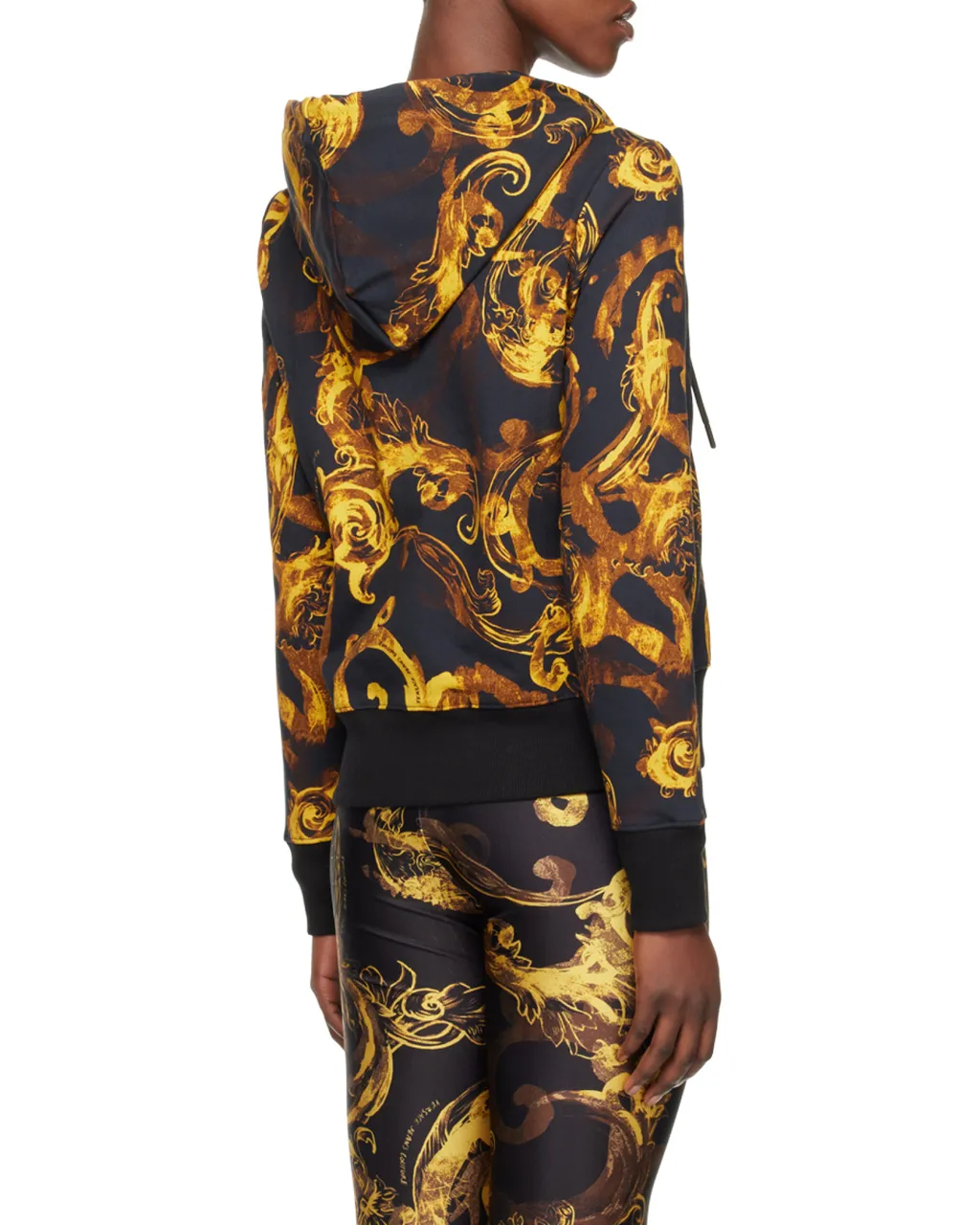 Watercolor Couture-Print Zip-Up Hoodie
