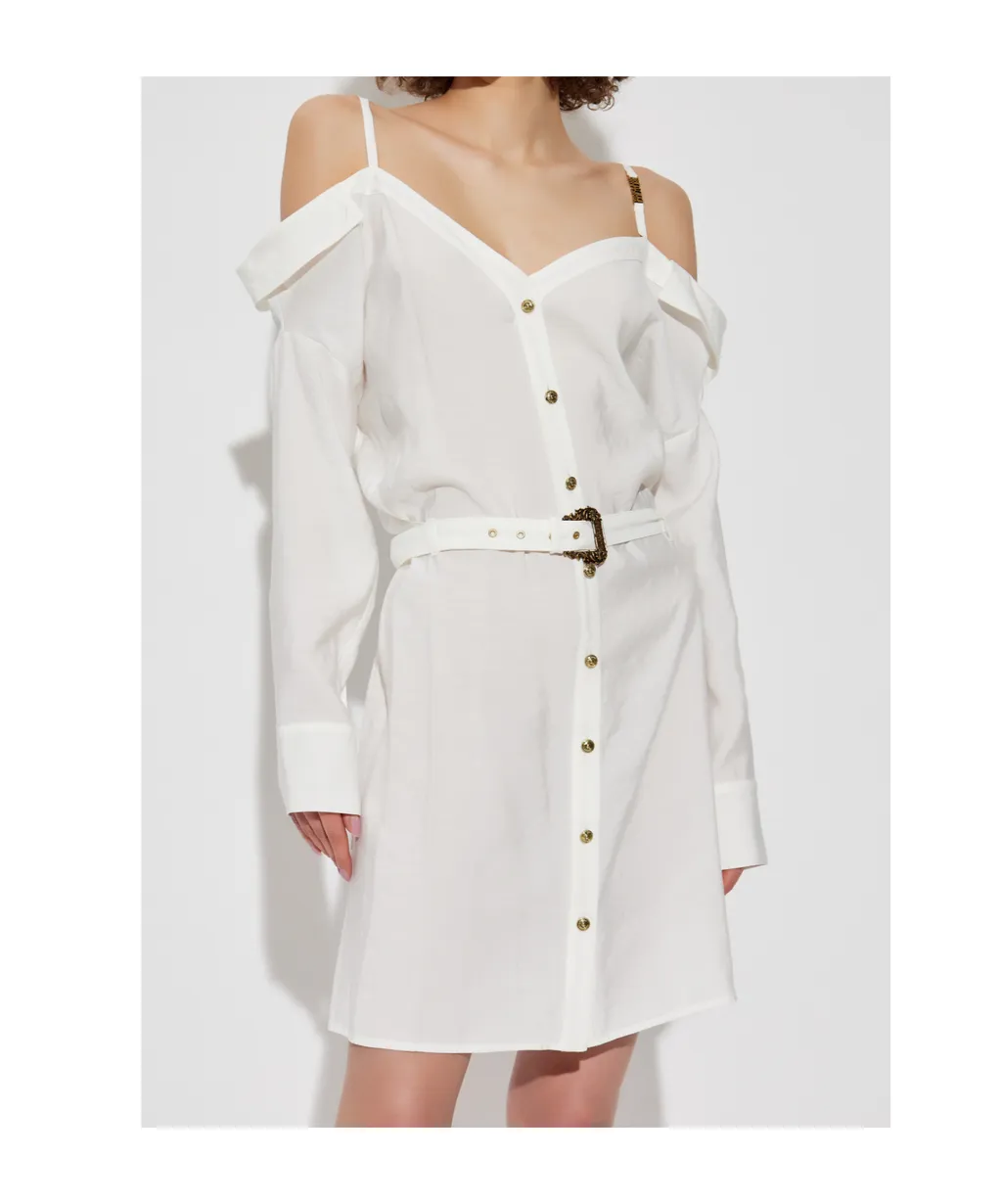 Off-Shoulder Belted Dress
