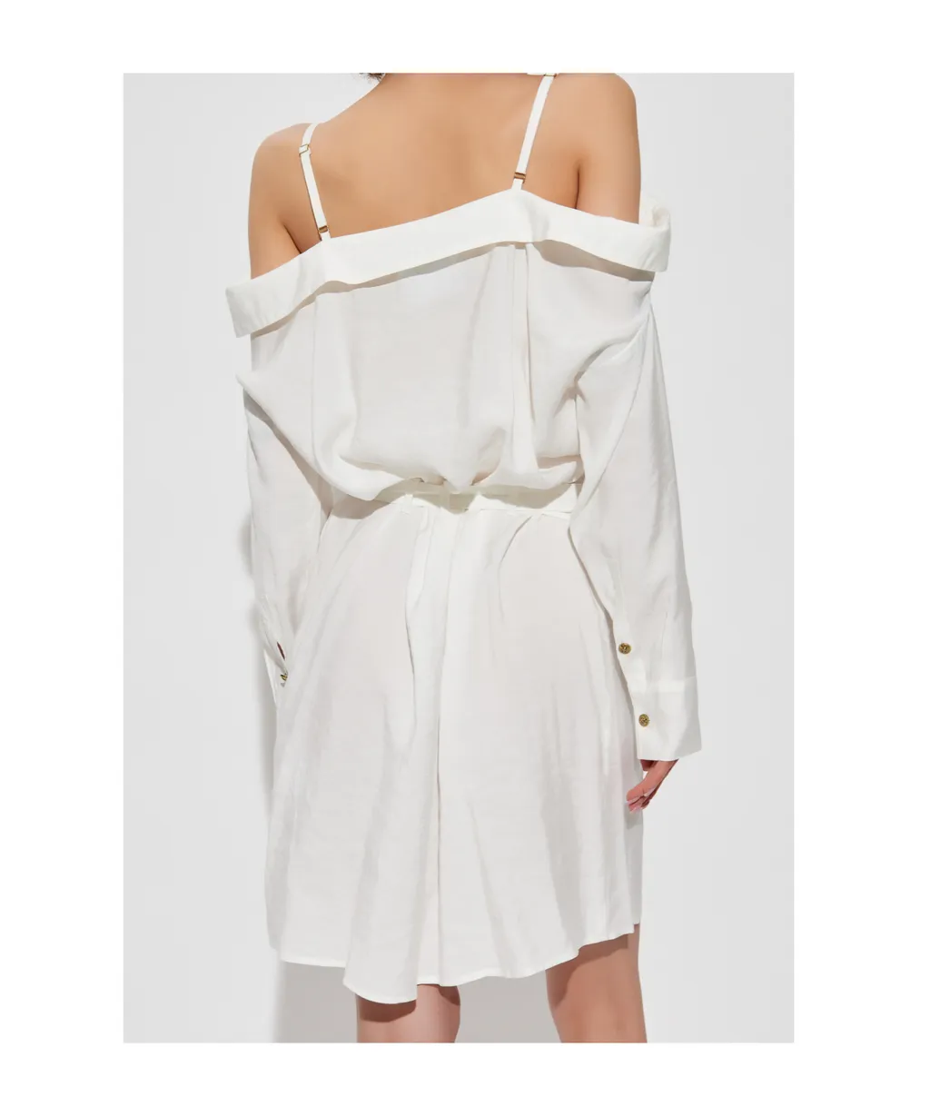 Off-Shoulder Belted Dress