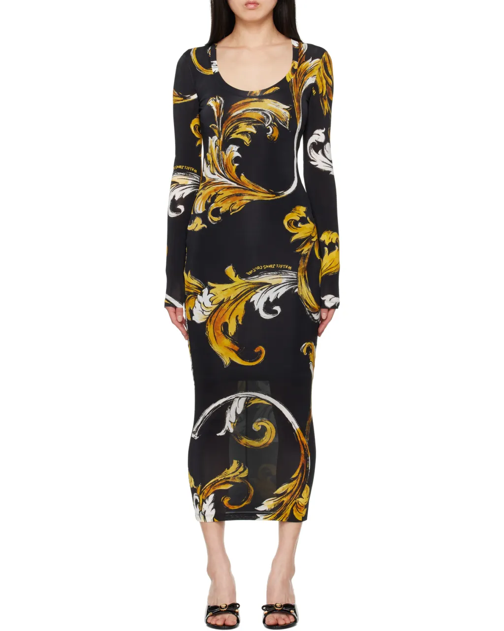 Baroque Print Midi Dress