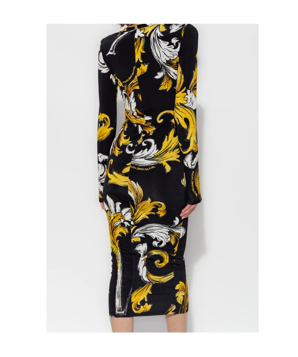 Baroque Print Midi Dress