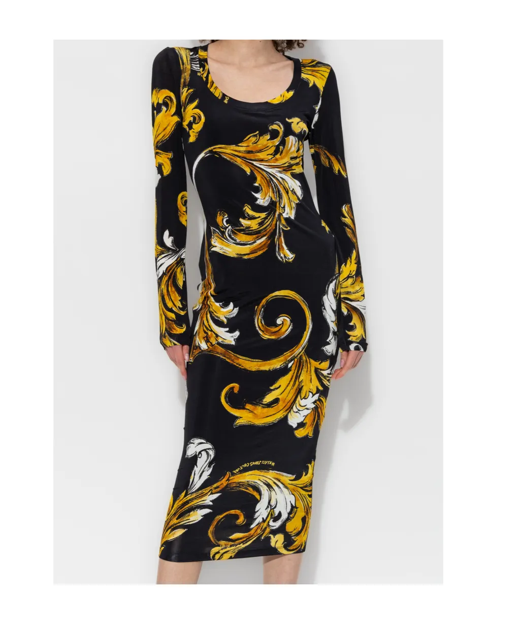 Baroque Print Midi Dress